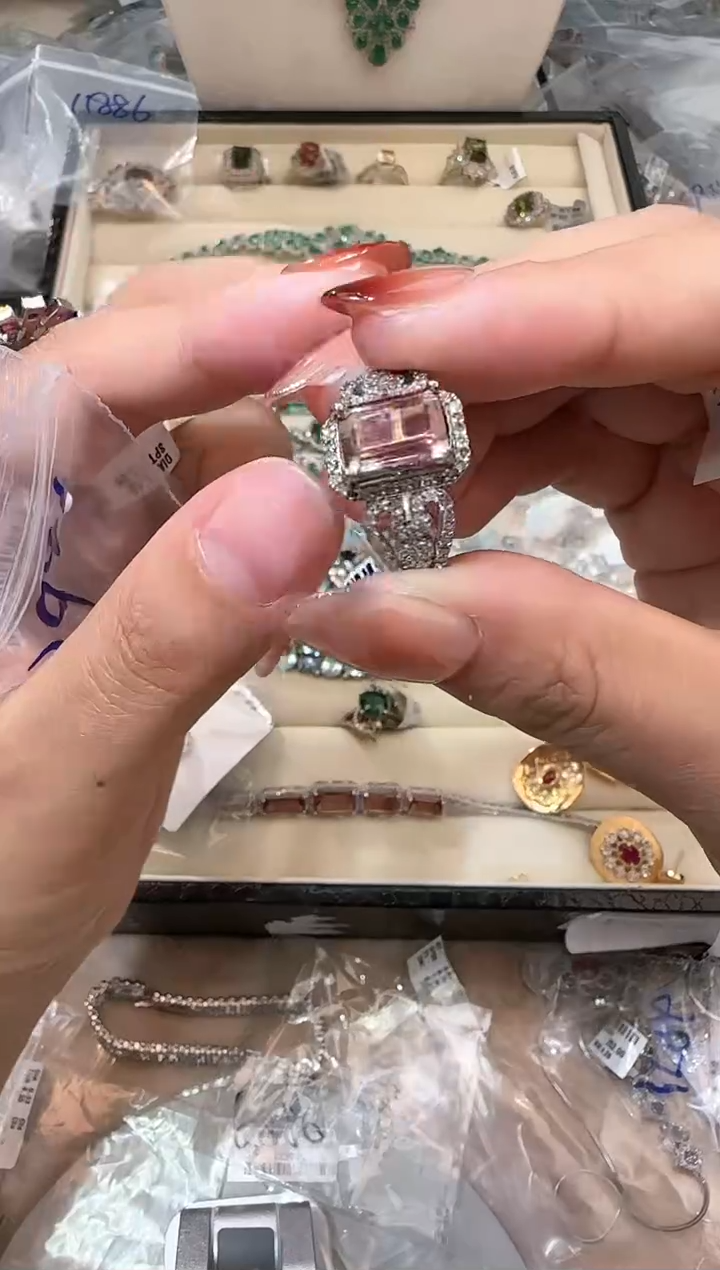 【闪购商品】定制碧玺戒指银S925镶嵌戒指