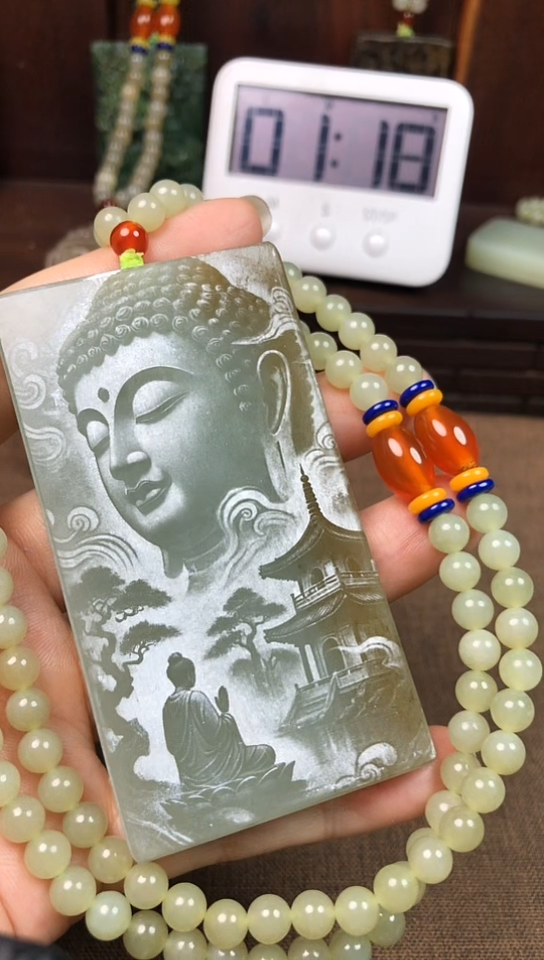 颈饰未镶嵌和田玉佛*佛念