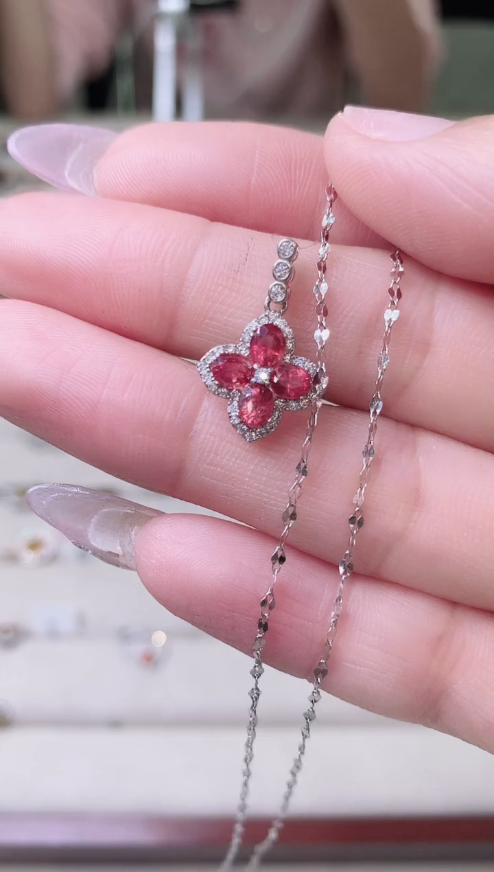 【闪购商品】彩色蓝宝石颈饰银S925镶嵌105-8