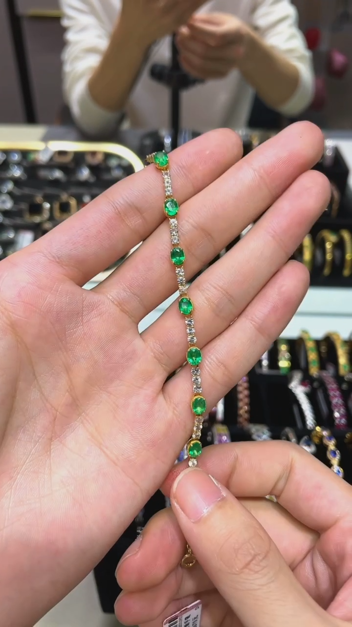 【闪购商品】祖母绿手链18K金镶嵌·