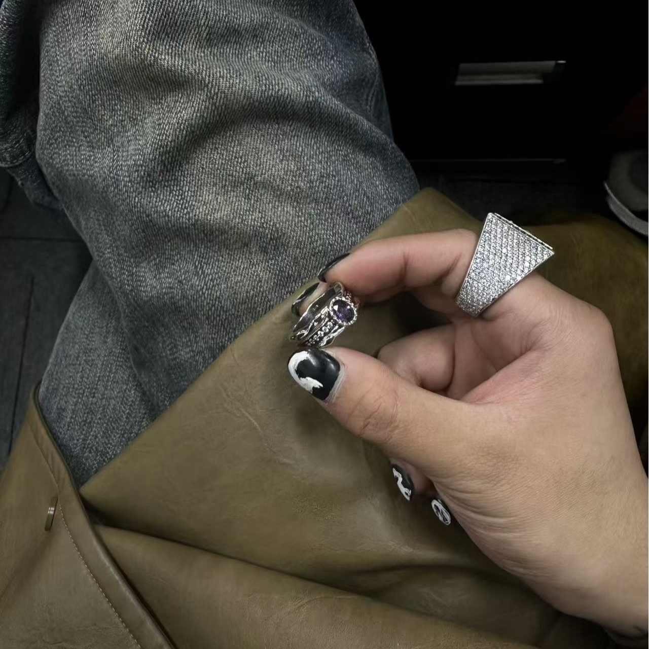 合金戒指 【涅槃 圣诞 冰花雪月 戒指】国潮风发字嘻哈潮人街头