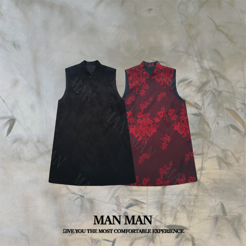 满满-『丹花玄襟国风马甲裙』25502重工气质复古百搭显瘦拜年款