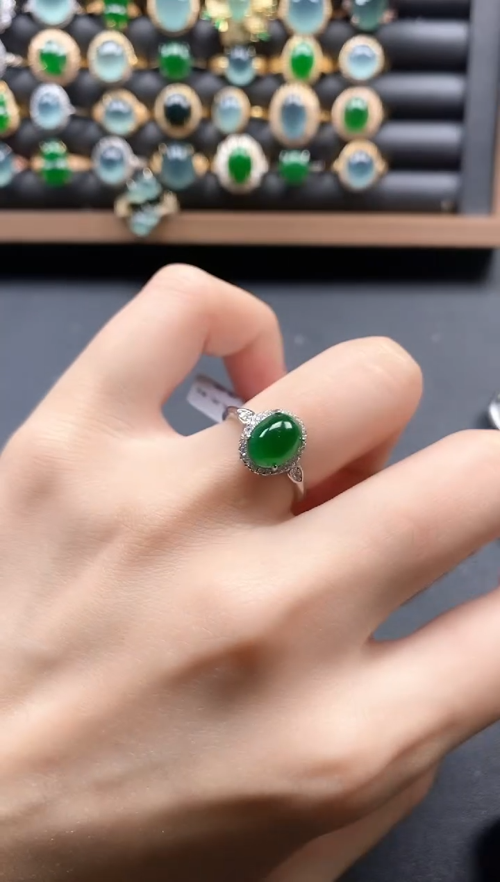 银S925镶嵌戒指翡翠51151