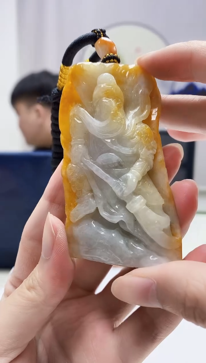 定制翡翠未镶嵌5060zm-毛货挂件60关公