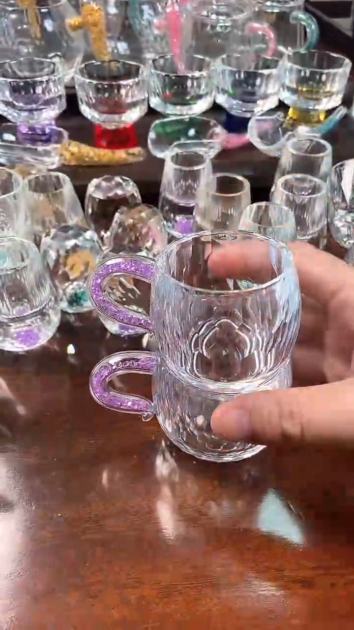 【闪购商品】玺宴新款水晶弯把小茶碗紫罗兰2个装