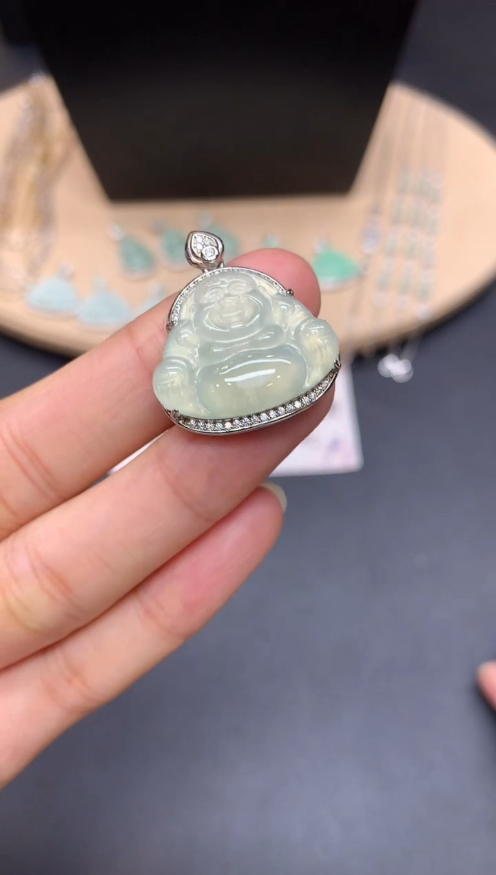 【闪购商品】翡翠吊坠(不含链)银S925镶嵌佛公【多样性发其一】