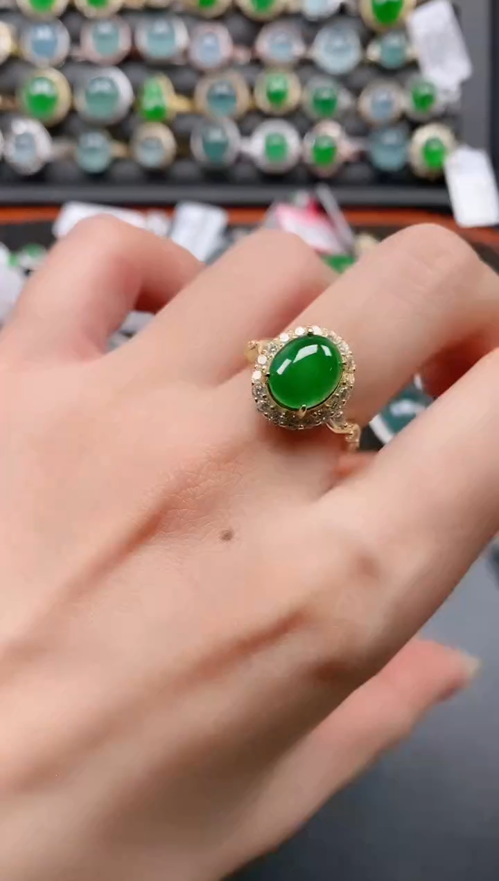 银S925镶嵌戒指翡翠111