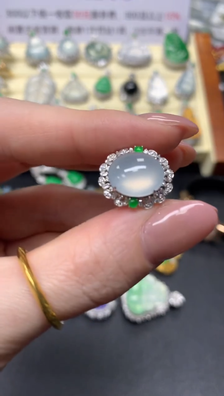 翡翠18K金镶嵌戒指戒指|4980+498