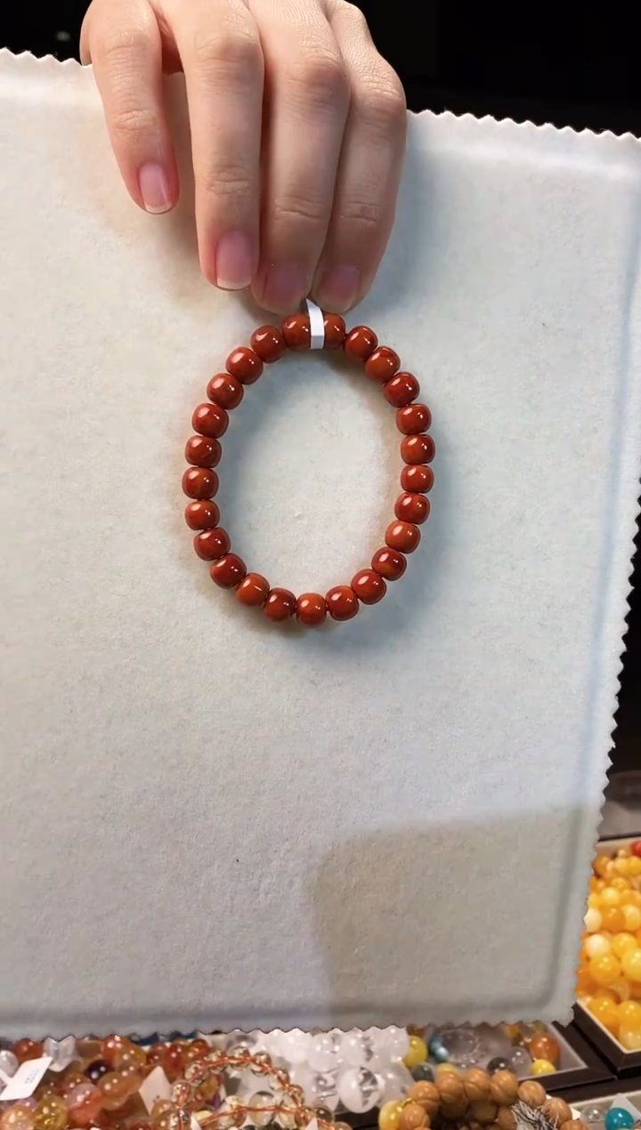 未镶嵌手串南红玛瑙河**屋川料南红老型双色 毕业 8.4MM 加2