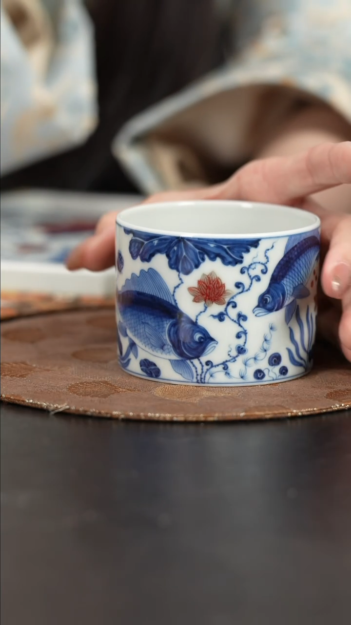 【闪购商品】杯屹朴堂釉里红鱼藻