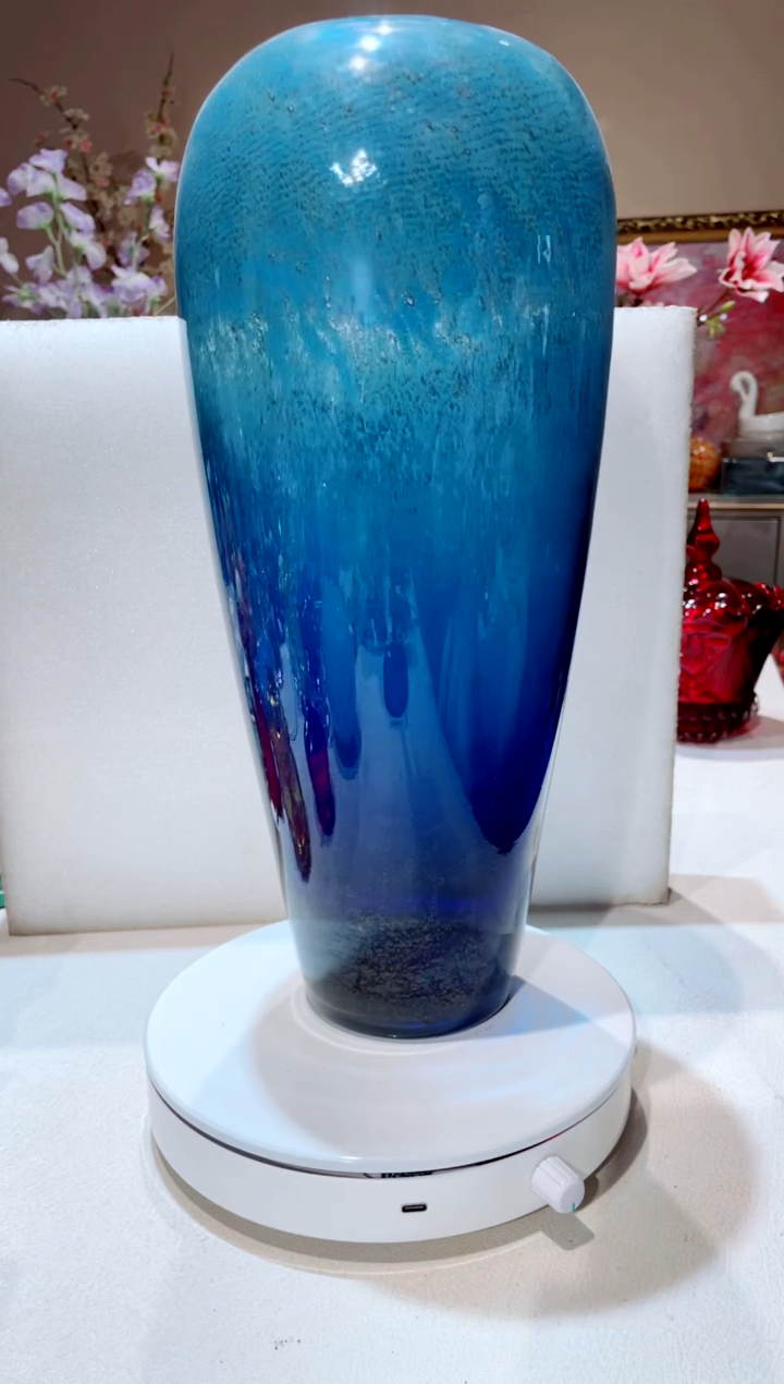 【闪购商品】琉璃手工艺品高款蓝色渐变花瓶  微瑕