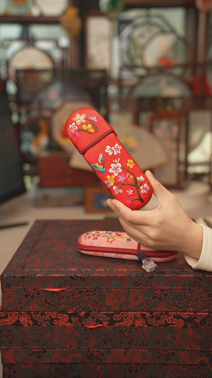 扇子眼镜盒  绣花非遗