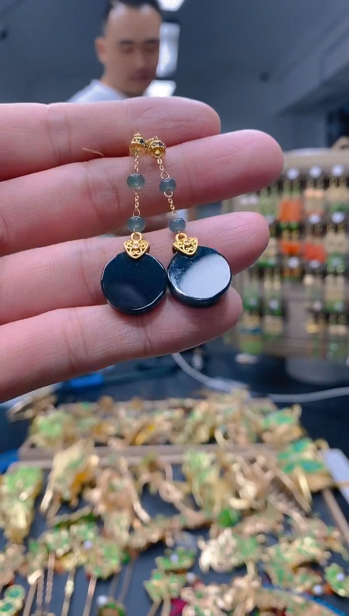 【闪购商品】翡翠耳饰合金48翡翠耳钩