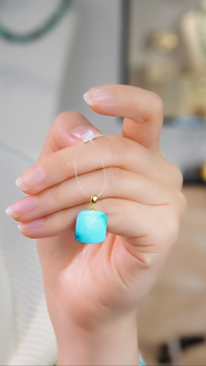 18K金镶嵌绿松石吊坠(不含链)1