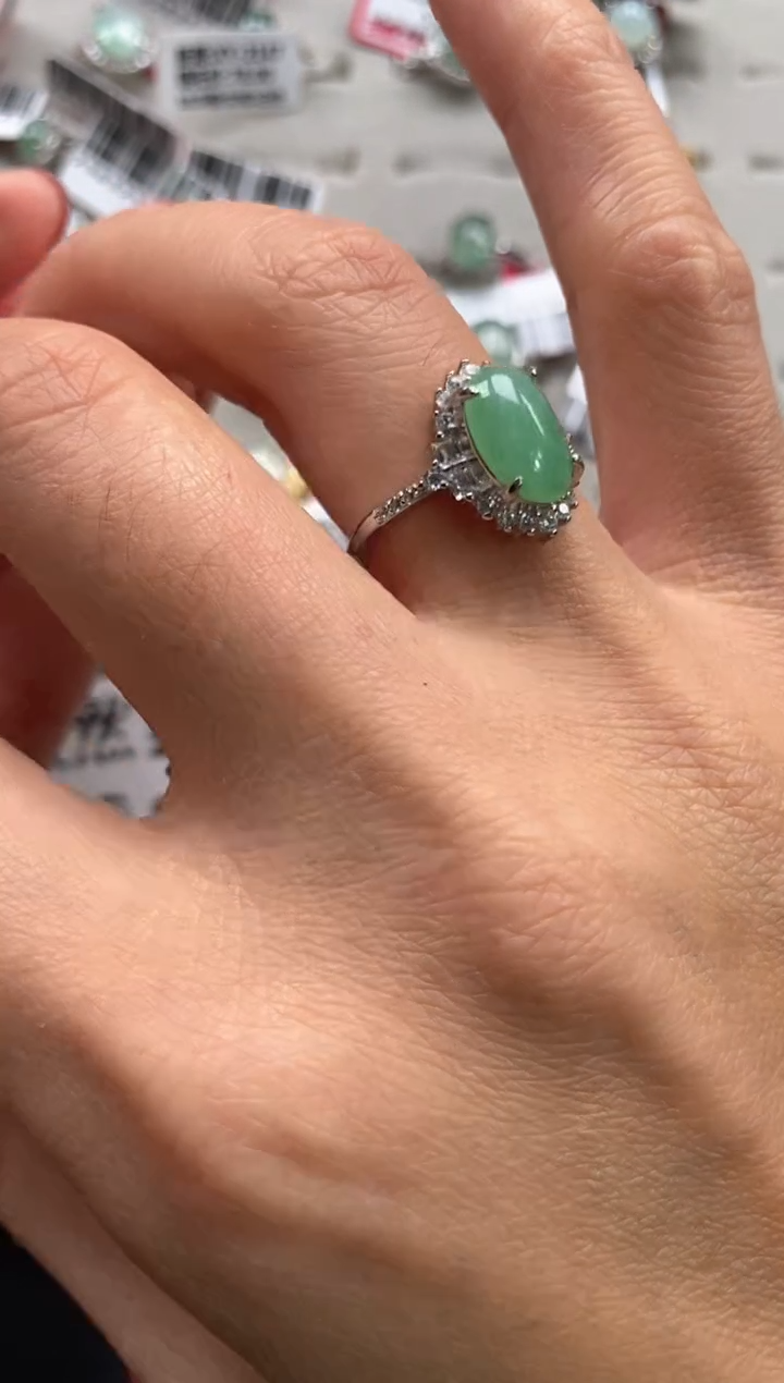 【闪购商品】翡翠戒指银S925镶嵌222222222     3