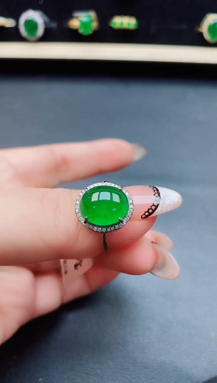 翡翠戒指银S925镶嵌8050