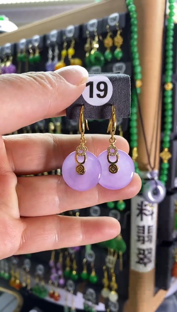 【闪购商品】翡翠耳饰银S925镶嵌老19....
