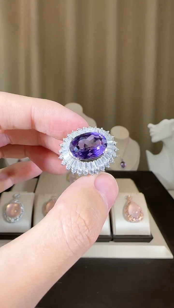 【闪购商品】紫晶戒指银S925镶嵌设计款