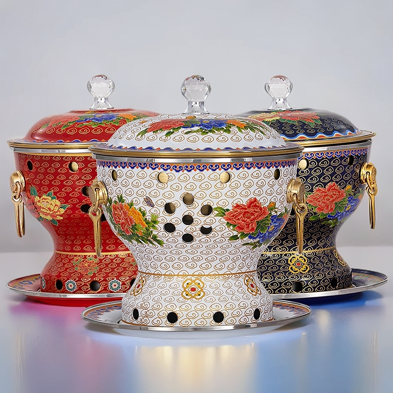 铜安优品珐琅彩单人小火锅黄铜耐用家用商用耐烧