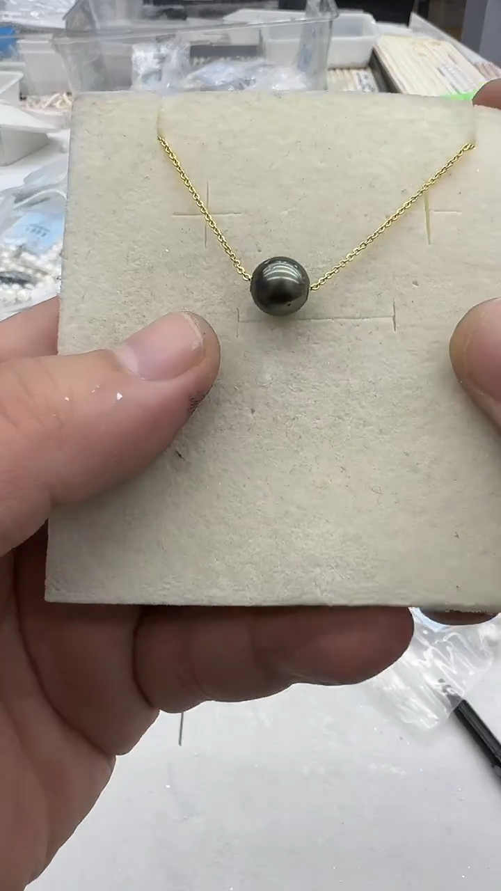 18K金镶嵌吊坠(赠链)海水珍珠10mm 大溪地路路通-孤品