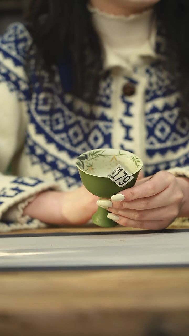 设计师手作款 小青柑金竹高足杯