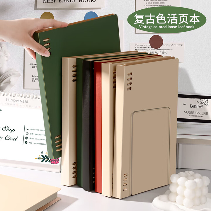 Sunwood/三木120页不硌手精致复古外壳8孔双面加厚护眼活页笔记本