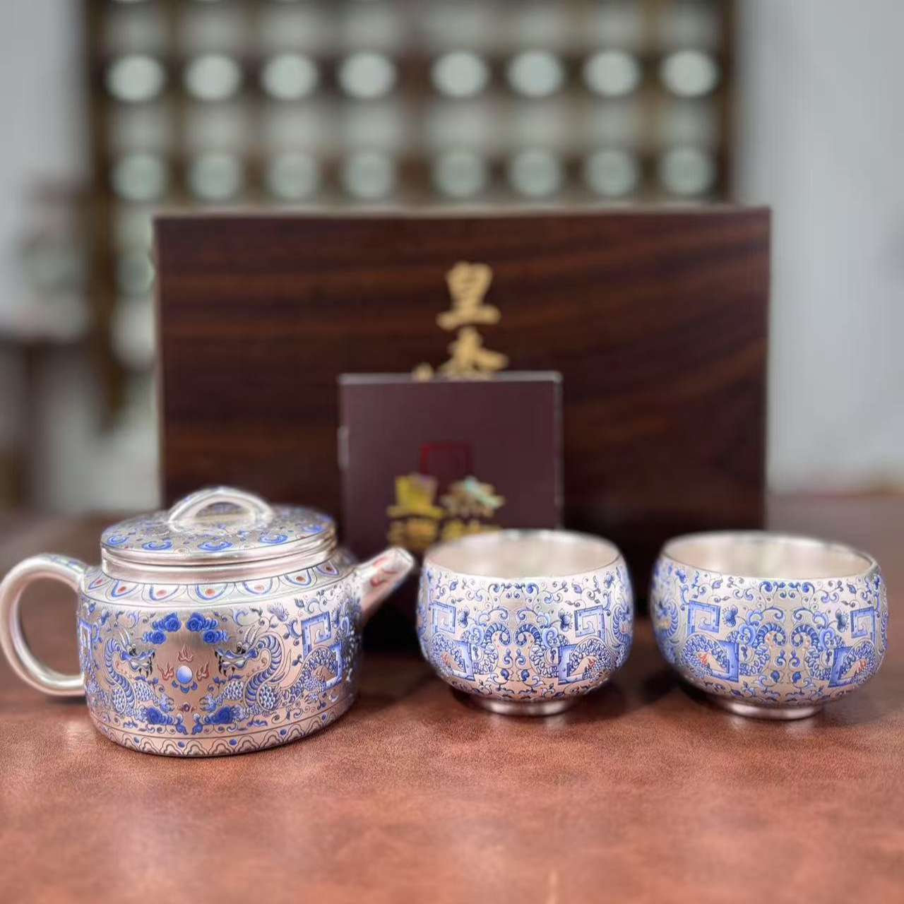 周鸿杰小草文化汉瓦饕餮龙一壶两杯 1888