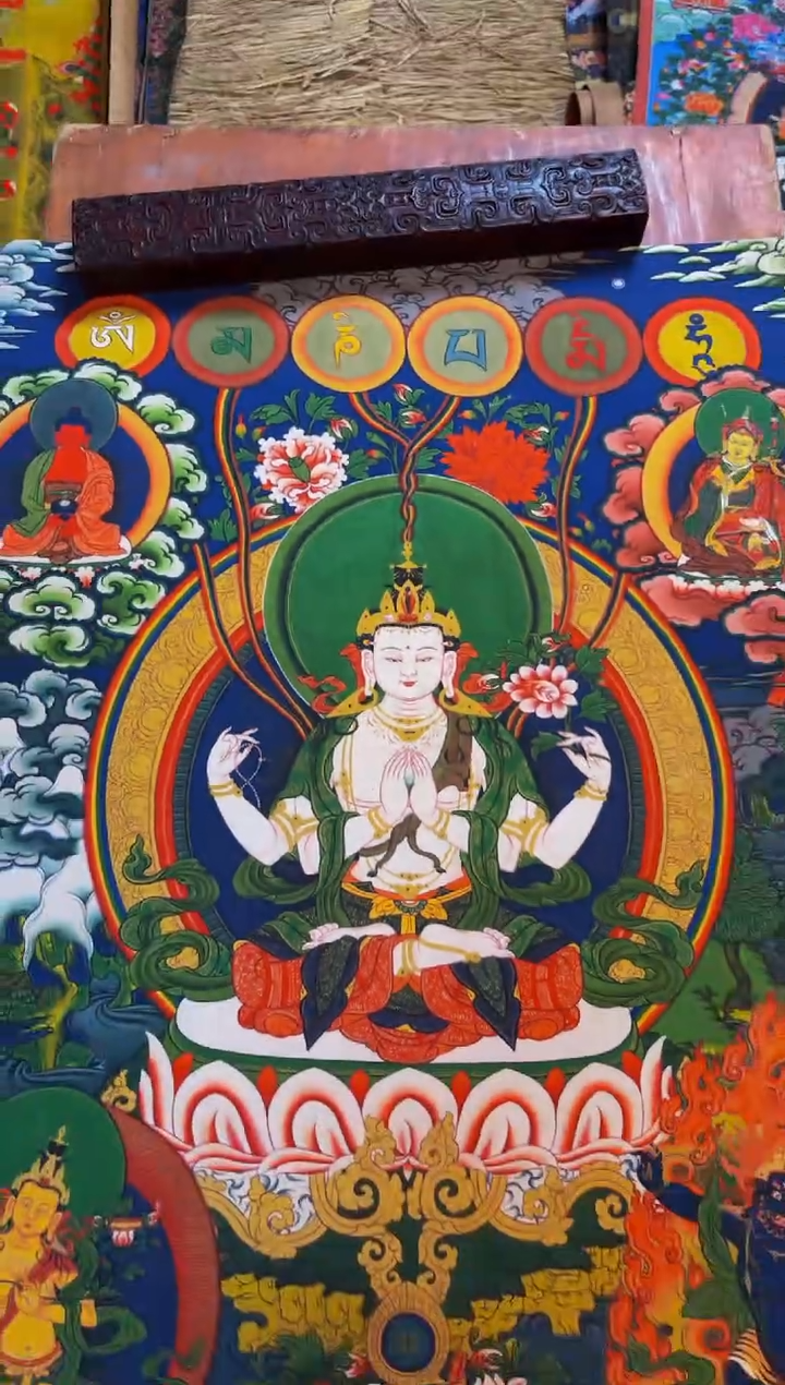 装裱画精品手绘唐卡链接--A105