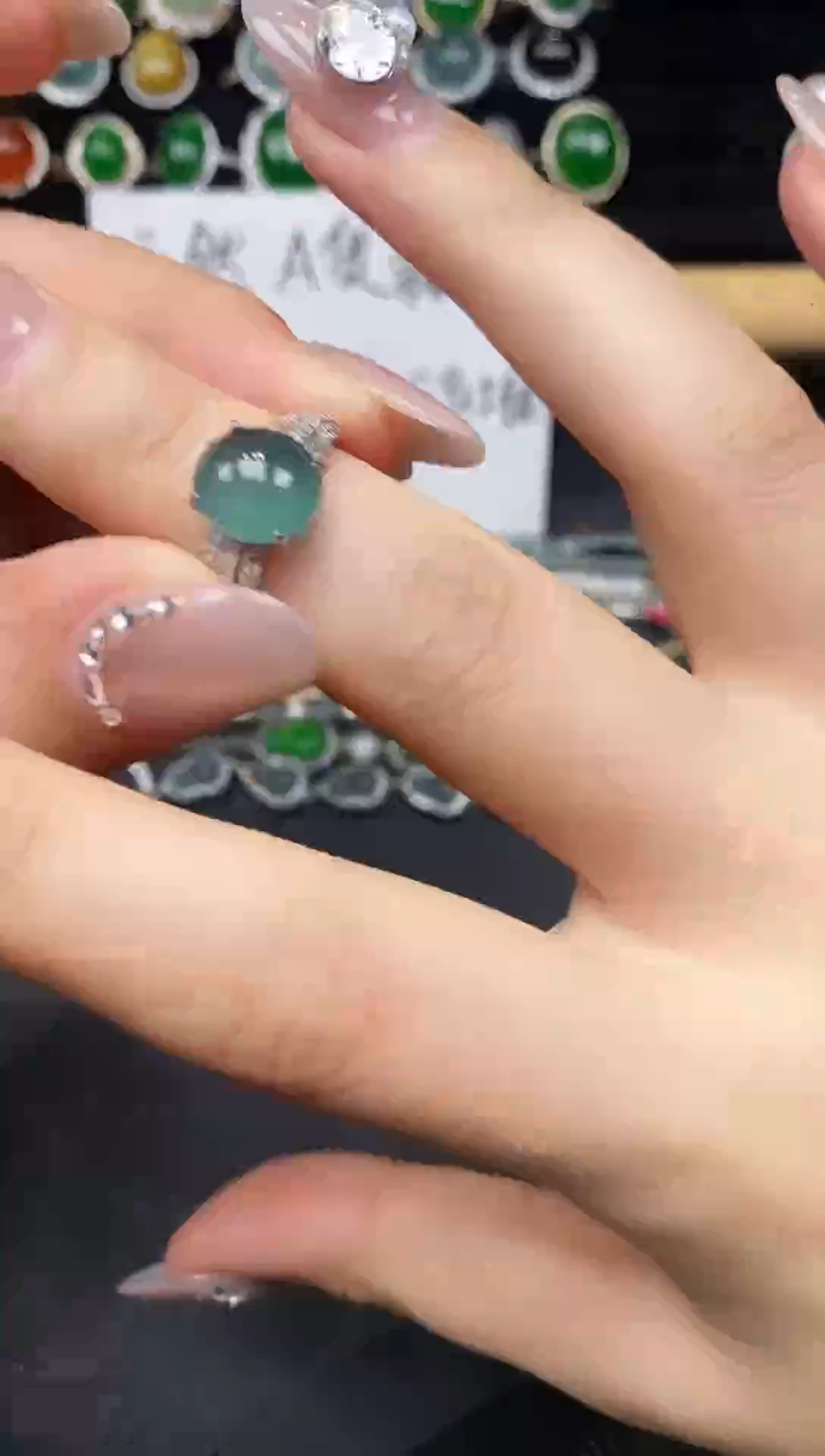 银S925镶嵌戒指翡翠27837