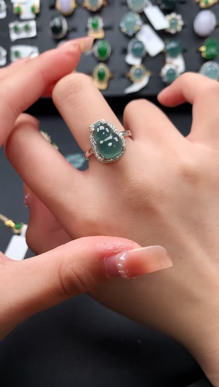 【闪购商品】翡翠戒指银S925镶嵌52141