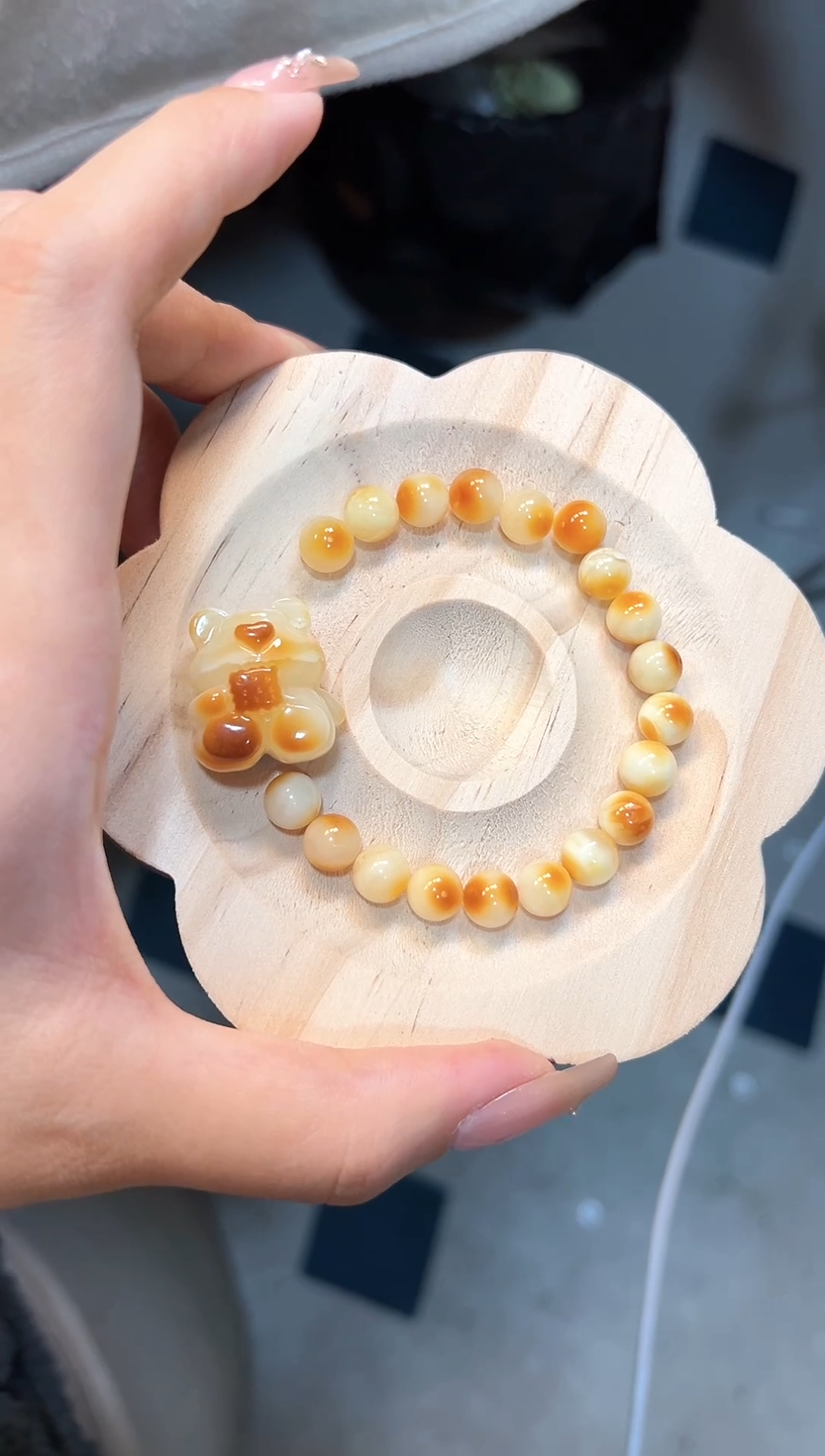 【闪购商品】琥珀珠宝奇石未镶嵌奶豆串小熊