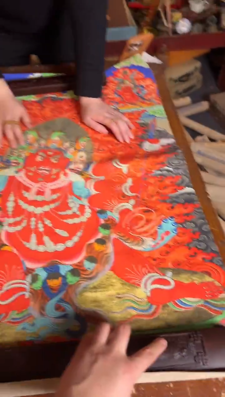 卷轴画手绘唐卡大黑天