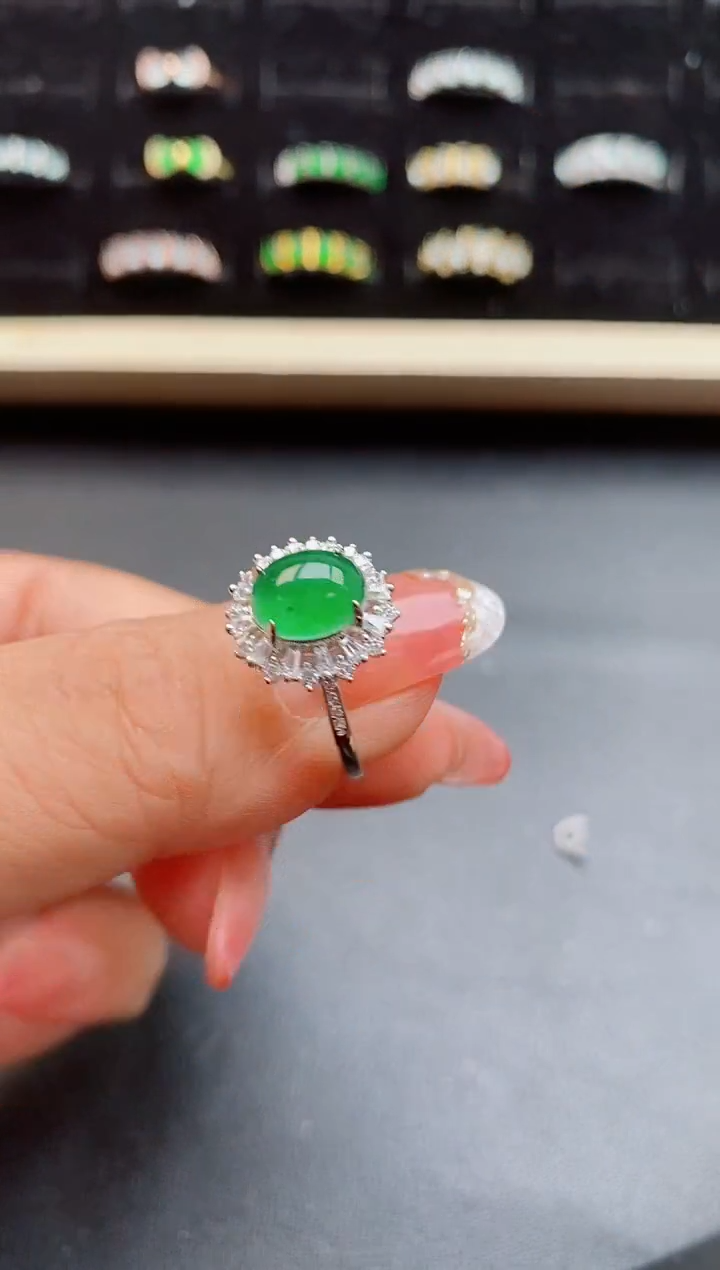 【闪购商品】翡翠戒指银S925镶嵌12121