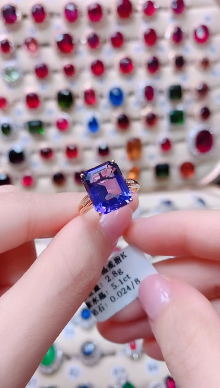 18K金戒指18K金镶嵌紫晶1