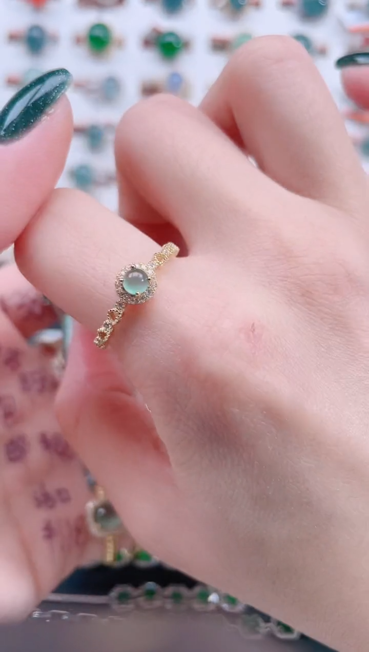 银S925镶嵌戒指翡翠天然翡翠