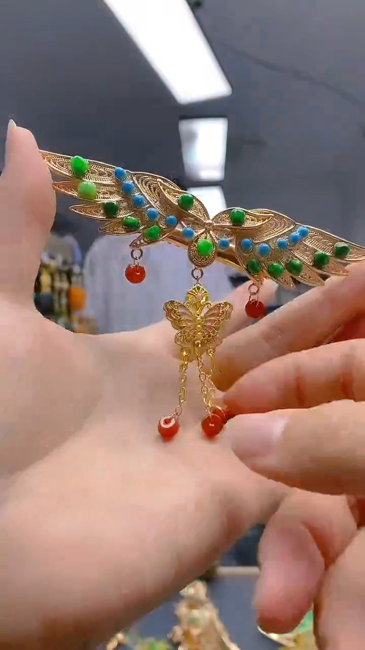 【闪购商品】翡翠耳饰合金0245翡翠发簪