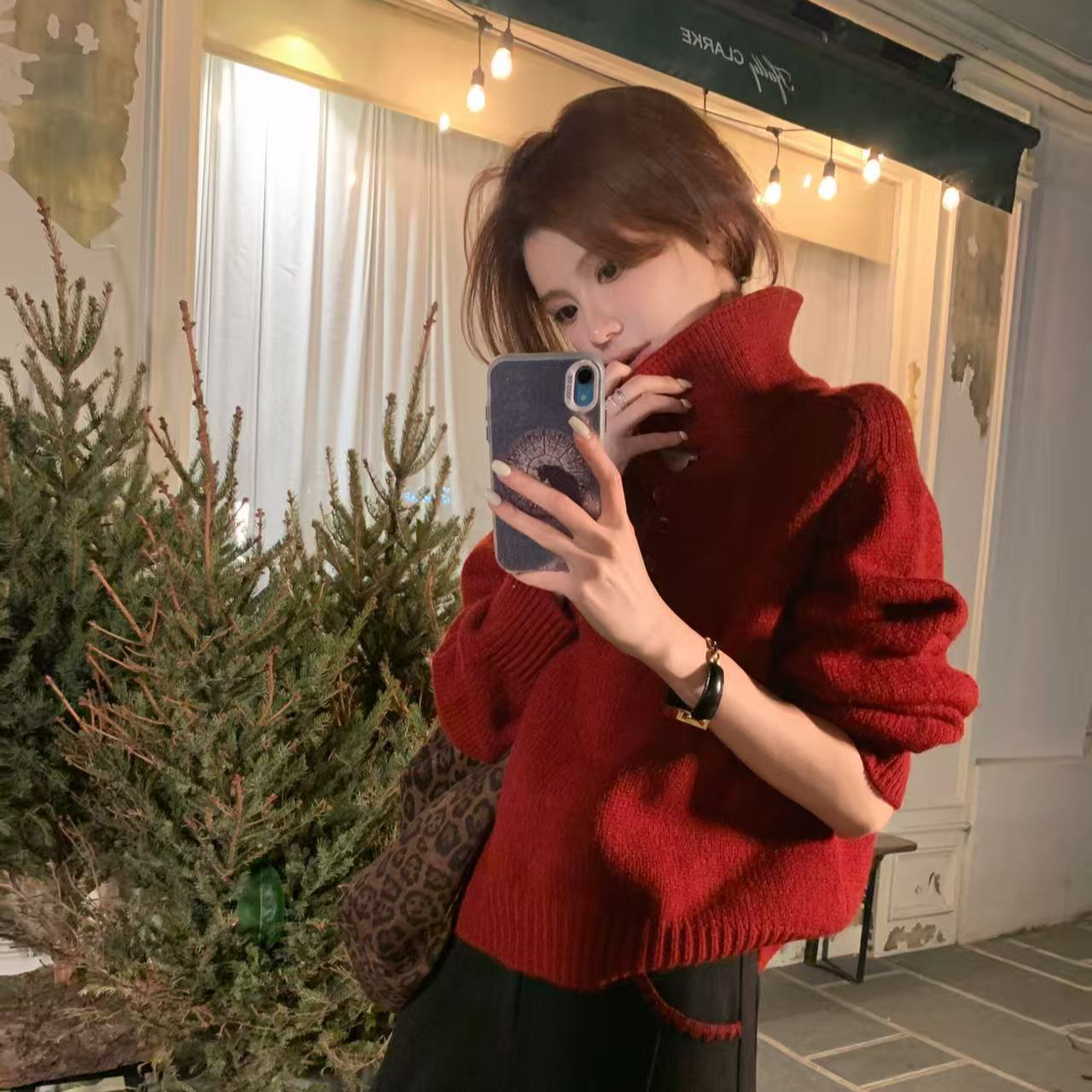 【芝士Cheese】暮色鸢尾 冬季长袖厚款慵懒网红插肩袖毛衣