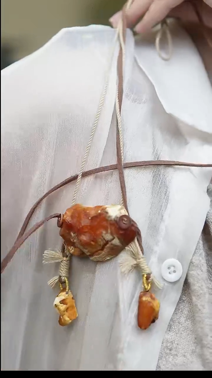 裸石蜜蜡未镶嵌*百搭蜜蜡锁骨链*吊坠设计款*可调节长短