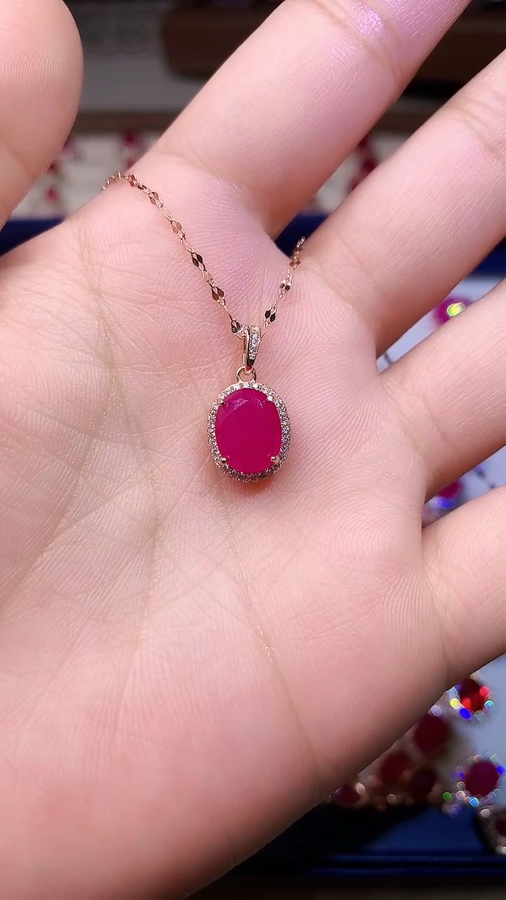 【闪购商品】红宝石吊坠(赠链)银S925镶嵌000