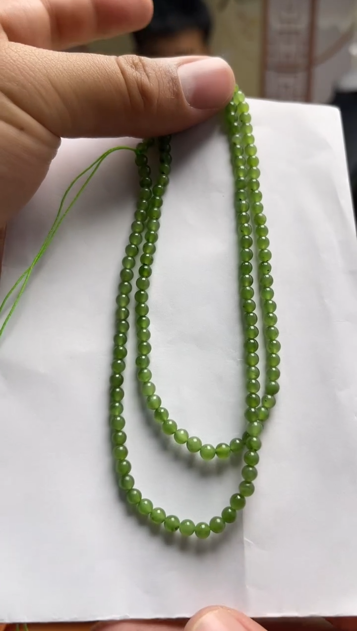 颈饰未镶嵌和田玉小***晶碧玉珠串