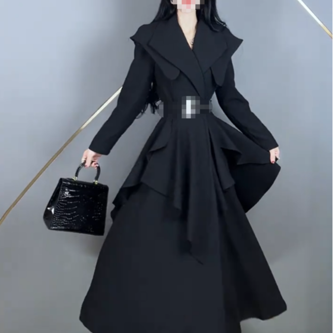 盛雅姿气质时尚修身显瘦高端大气长款大衣（衣长125左右）9853