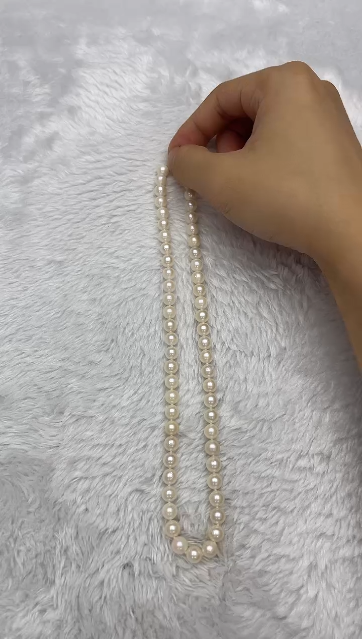 项链银S925镶嵌海水珍珠AK羽皇金7-7.5mm