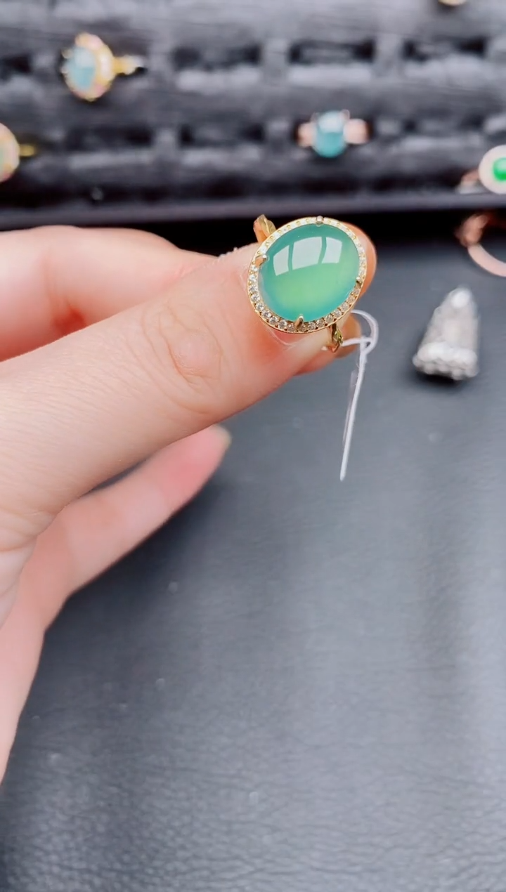 【闪购商品】翡翠戒指银S925镶嵌天然a货翡翠577