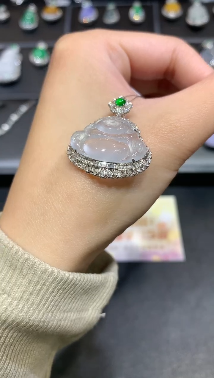 【闪购商品】翡翠吊坠(不含链)18K金镶嵌吊坠A474|16800