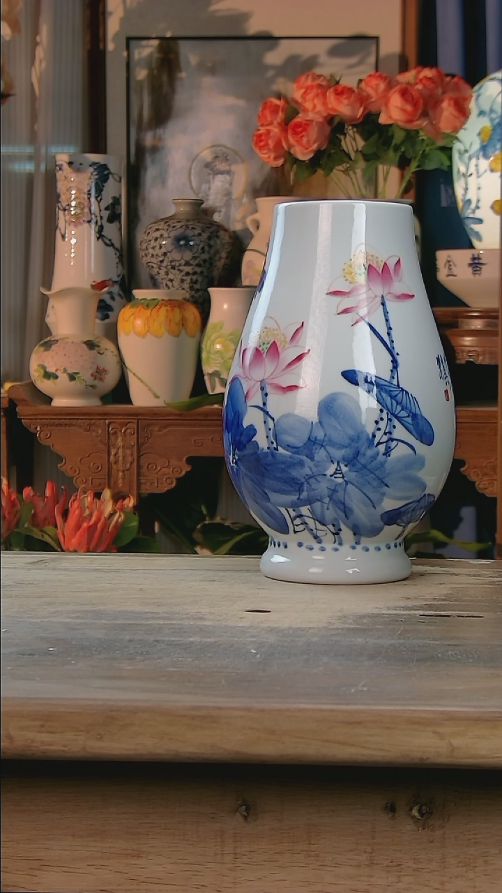 【闪购商品】瓷片景德镇纯手工釉下彩精品花瓶