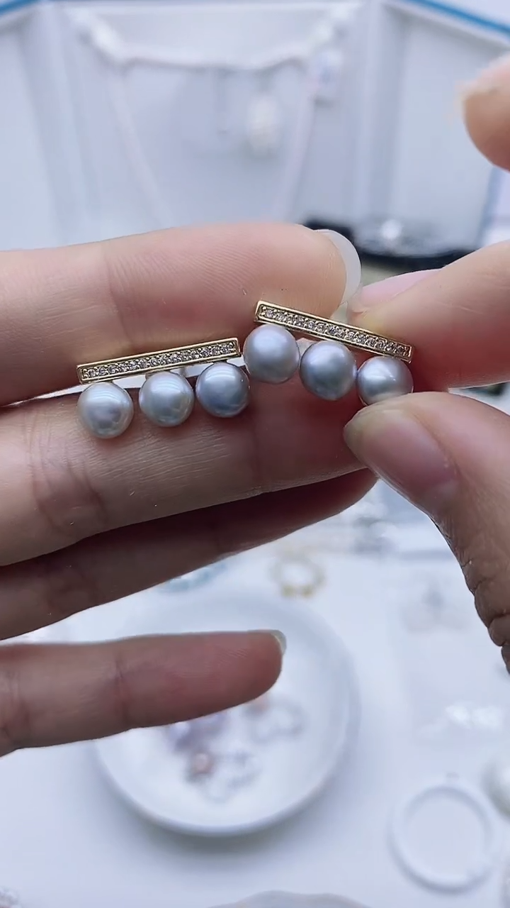 未镶嵌耳饰淡水珍珠耳钉多样性发其一