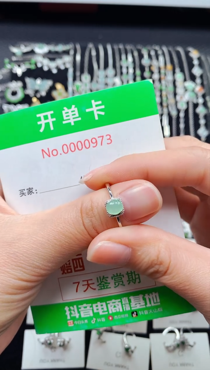 【闪购商品】翡翠戒指银S925镶嵌0973