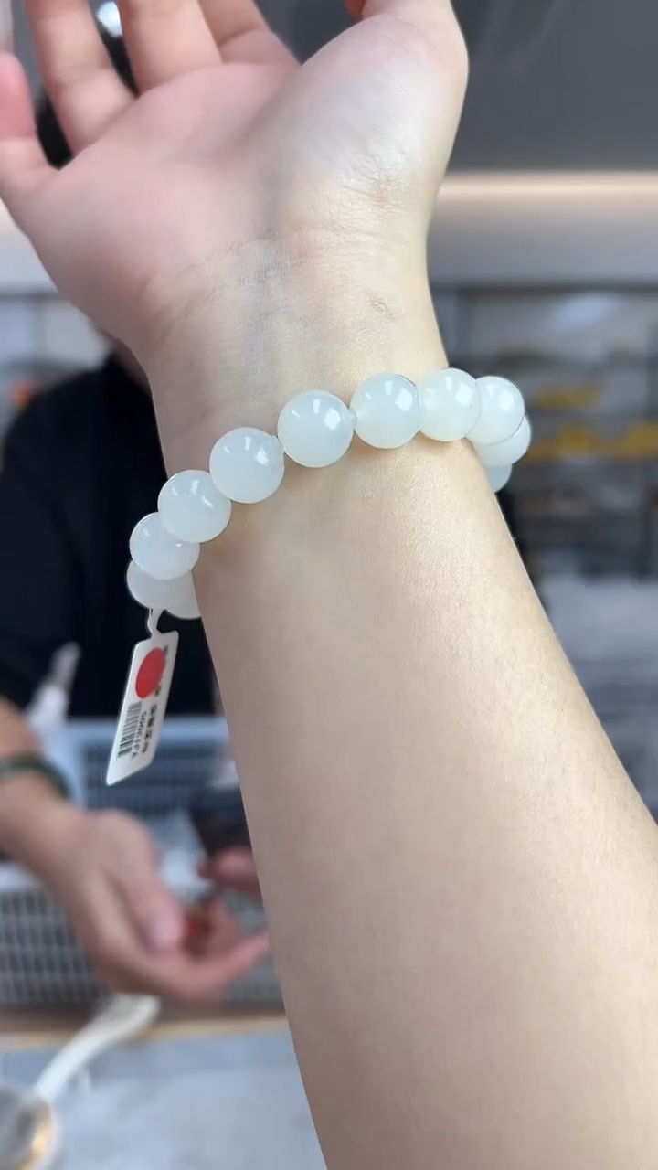 【闪购商品】和田玉羊脂玉12m未镶嵌手串