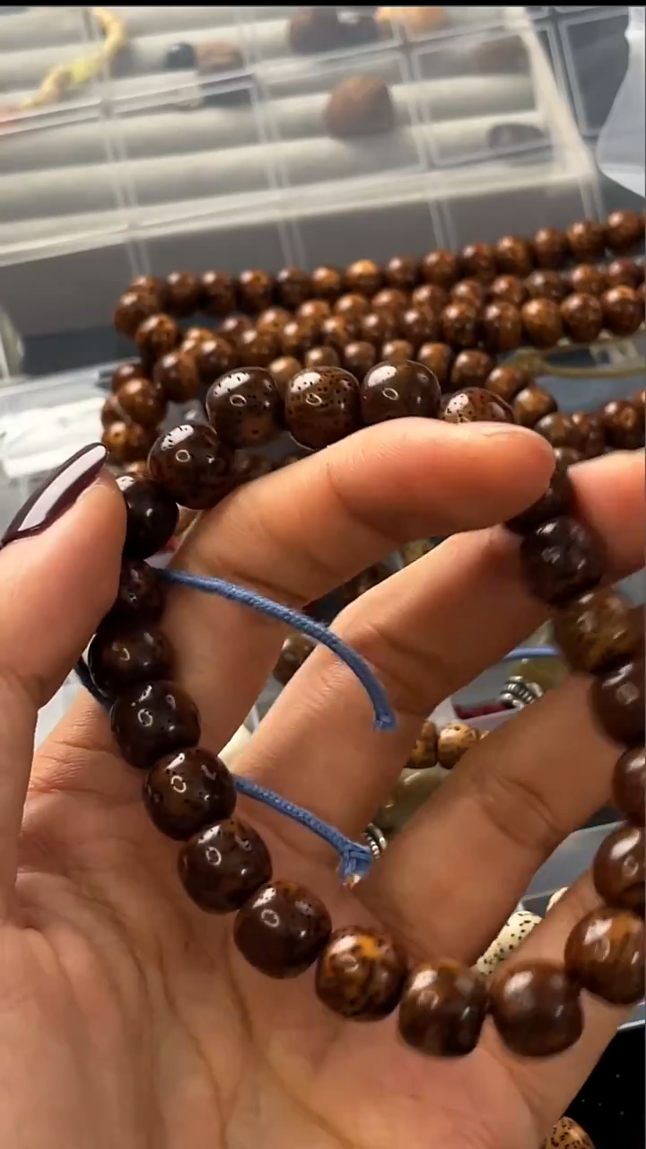 手串星月菩提精工级深珀花皮桶珠10*9手串（B）