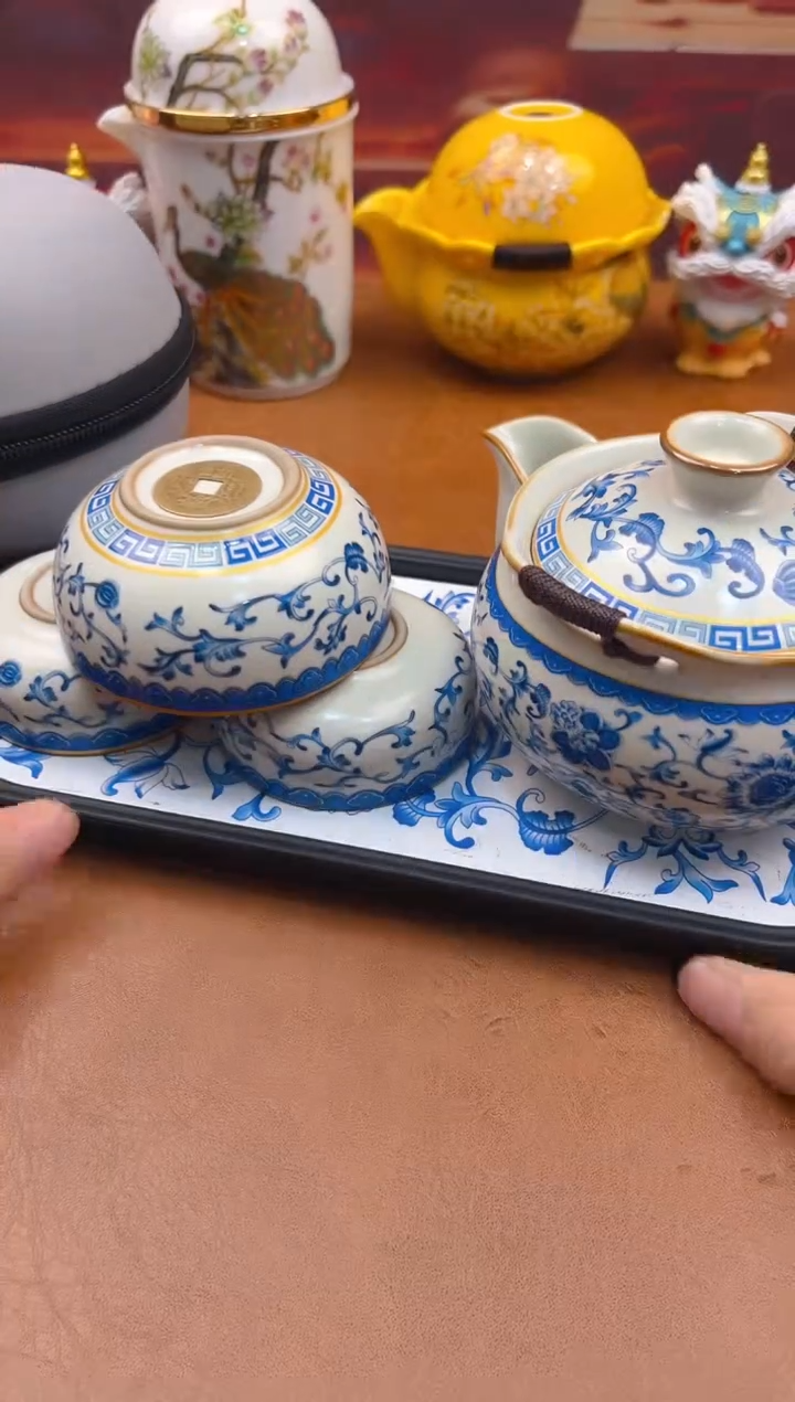 陶瓷茶具摆件旅行套组
